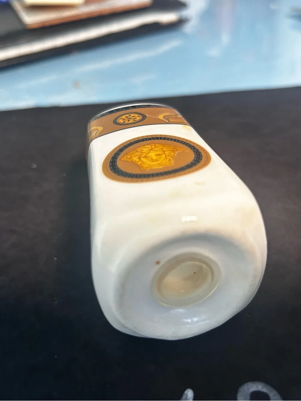 Versace-Inspired White and Gold Decorative Porcelain salt or pepper shaker. (One